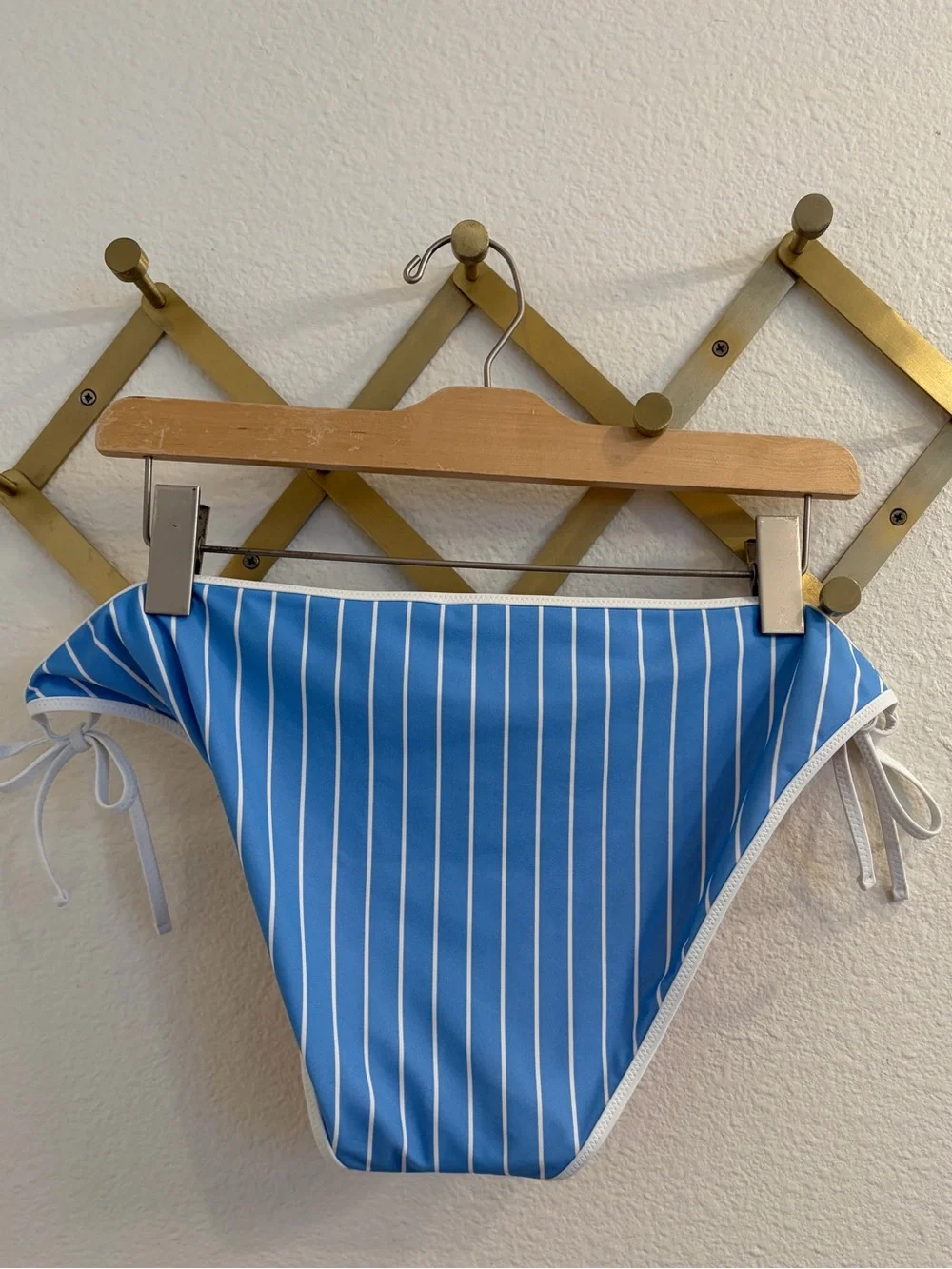 NWT J Crew Iconic String Bikini Bottom Blue White Striped XXL